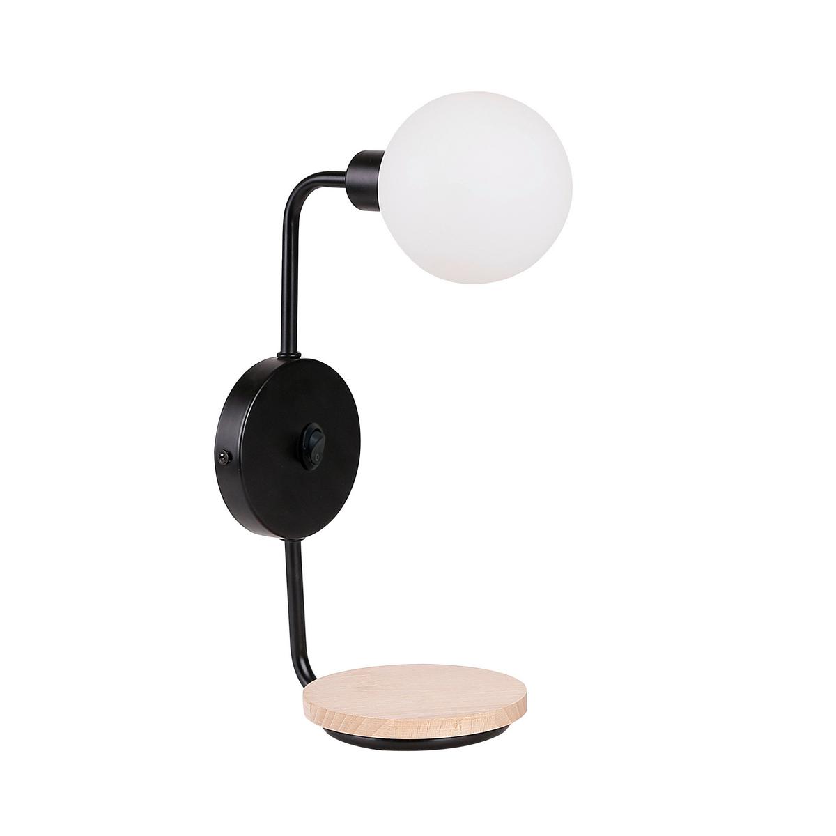 Wandleuchte 21-76878 - Schwarz, Natur, Metall (21/13/35cm)