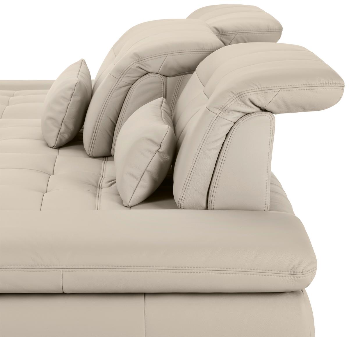 Rohová sedačka SANFINO, ľavá, svetlosivá pravá koža - svetlosivá/chrómová, Konventionell, kov/koža (199/79-96/305cm) - Premium Living