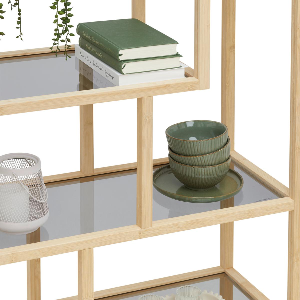 REGÁL BOSTON - prírodná farba, Modern, prírodné materiály/sklo (77/180/34cm) - Mömax