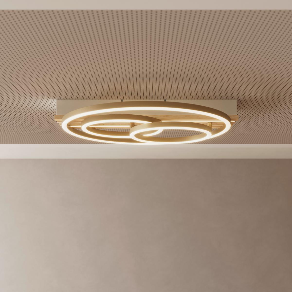 LED-DECKENLEUCHTE CELAL - Champagner/Eichefarben, Basics, Holzwerkstoff/Kunststoff (42/40/7cm) - Luca Bessoni