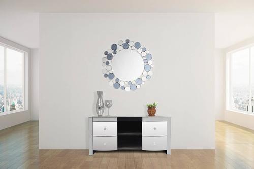 Wandspiegel Bubble Rund 80 cm Metallrahmen Grau/Silberfarben - Silberfarben/Grau, Basics, Glas/Metall (80/80/5cm) - Kayoom