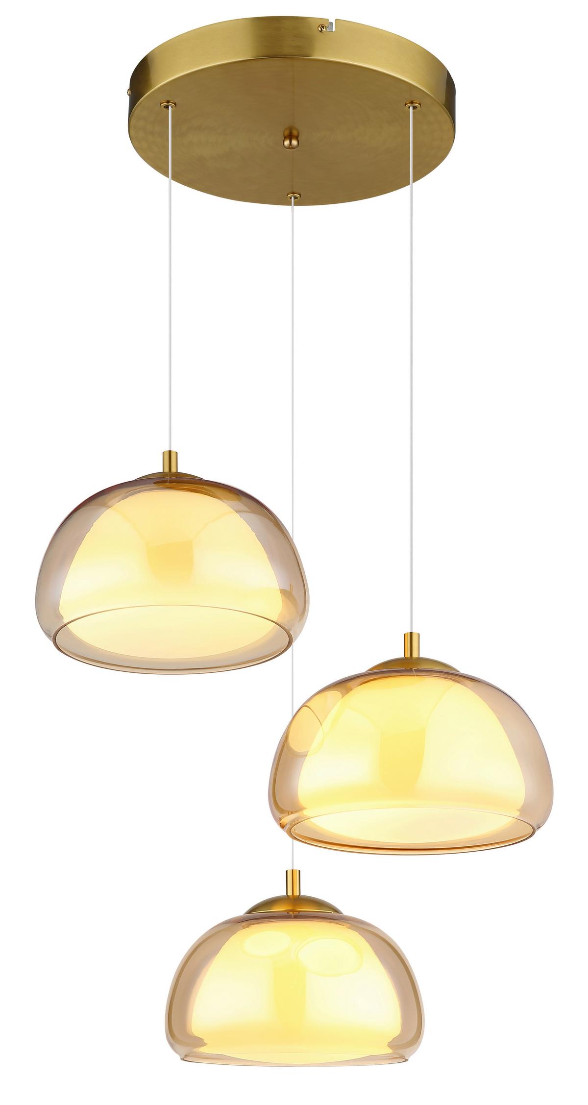 Hängeleuchte Avila Opal-/Farbglas ca. 50c150 cm - Transparent/Goldfarben, Design, Glas/Kunststoff (50/150cm) - Globo