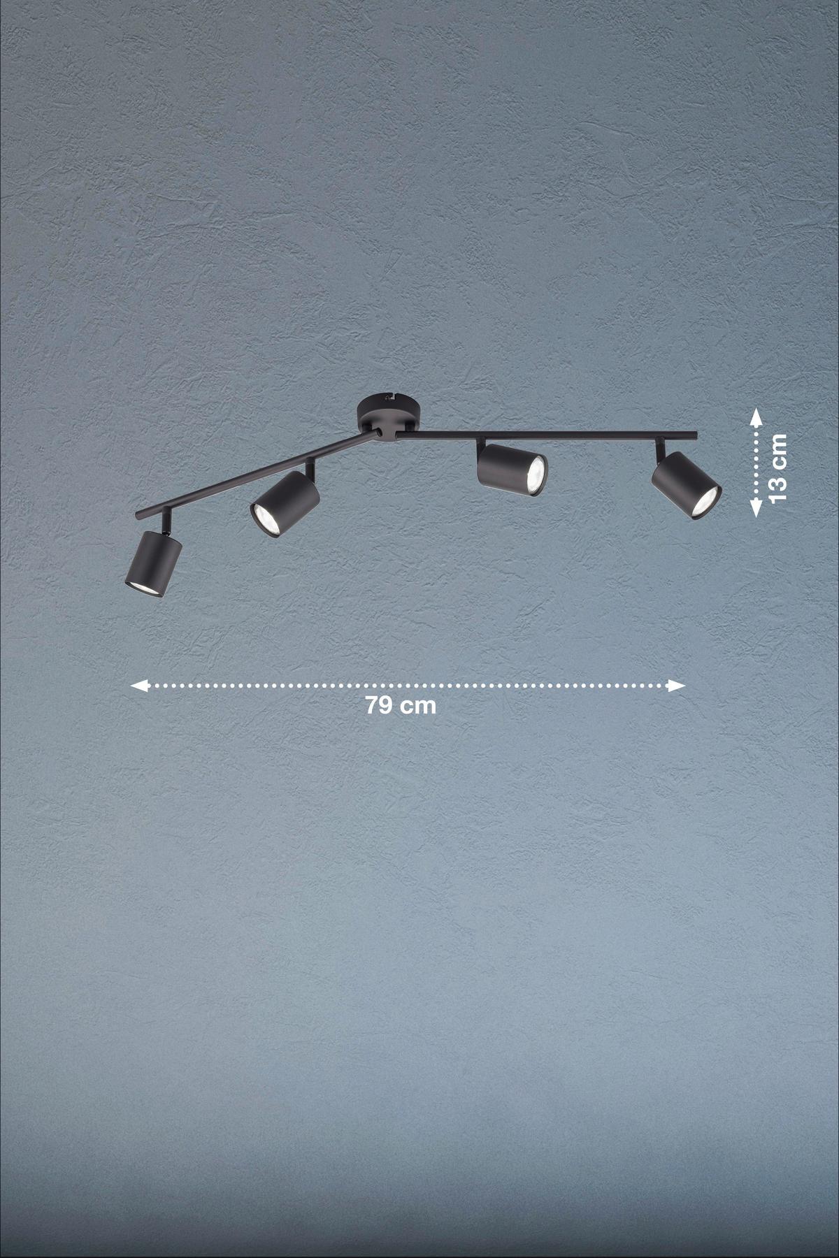 Led-deckenleuchte Vano L: 79 Cm, Drehbar, 4-Flammig - Schwarz, Design, Metall (79/8/13cm) - Fischer & Honsel