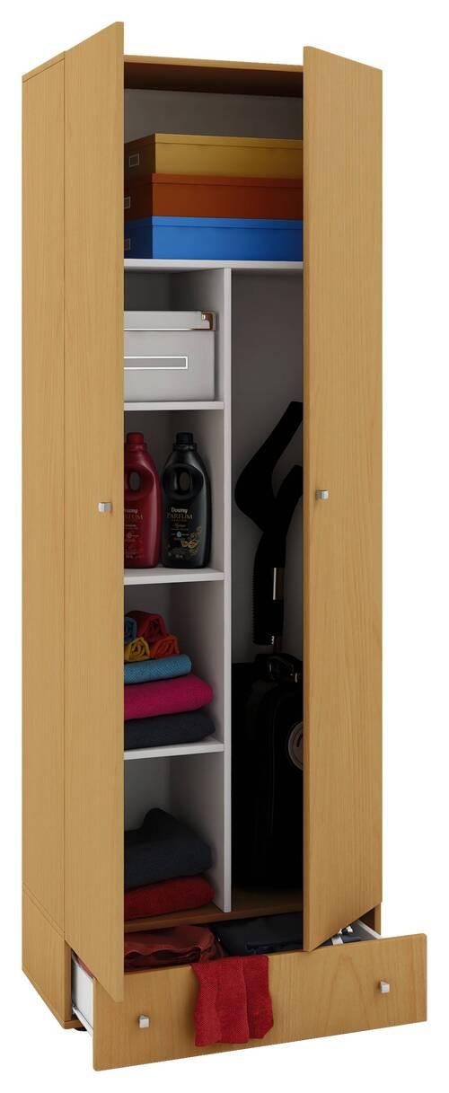 Viacúčelová skriňa VANDOL, so zásuvkou, farba buka - farba buka/strieborná, Modern, kompozitné drevo/plast (70/198/39cm) - MID.YOU