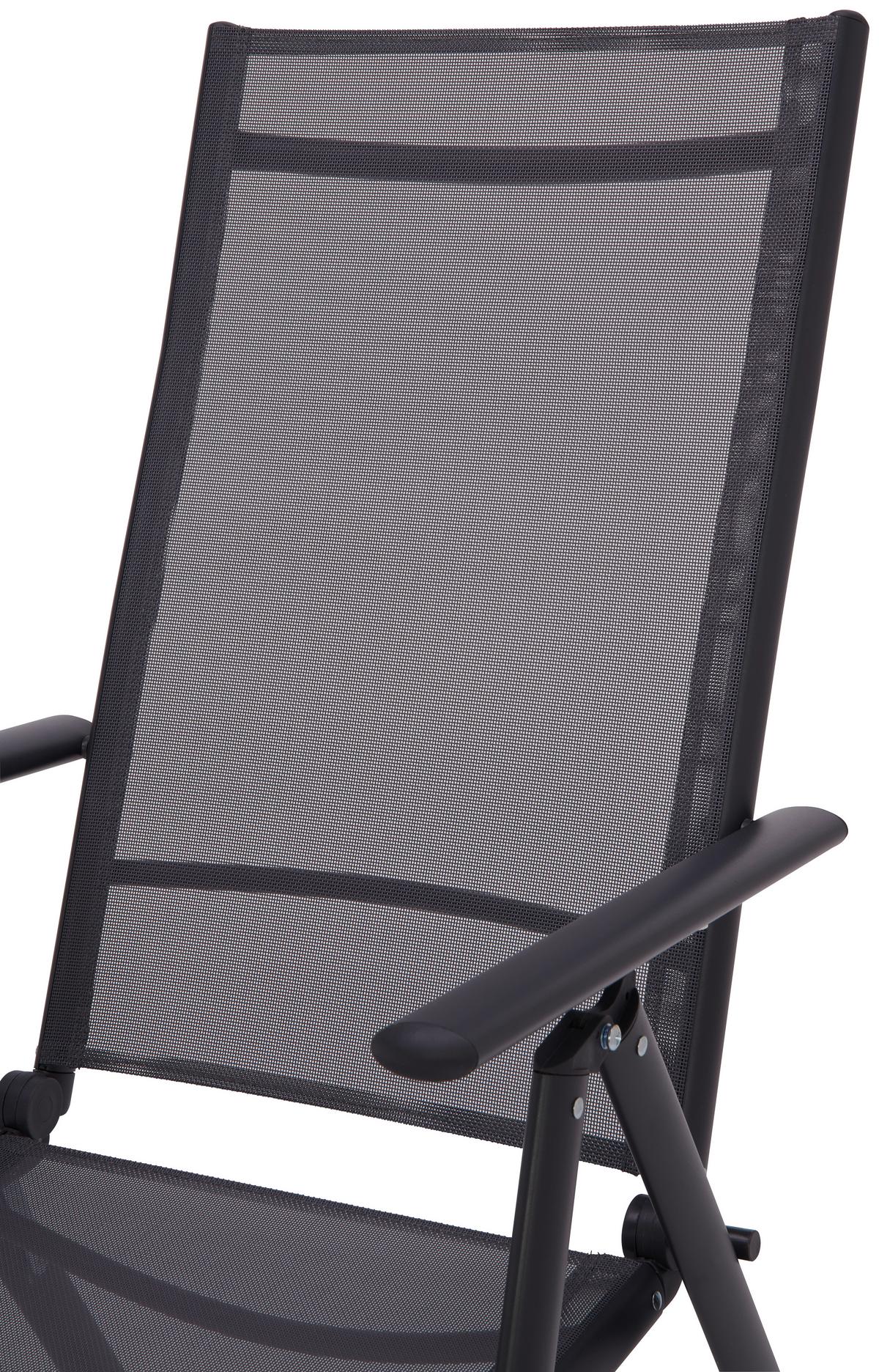 Gartensessel Klappbar Anja Aluminium, Textilene - Anthrazit, MODERN, Textil/Metall (56/106/66cm) - Ondega