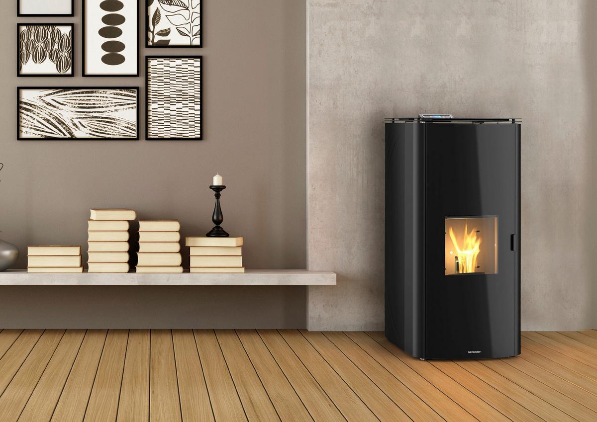 Pelletofen Wasserführend Idra Schwarz Metall 20 Kw Mit Wi-Fi - Schwarz, LIFESTYLE, Metall (59/122/68cm)