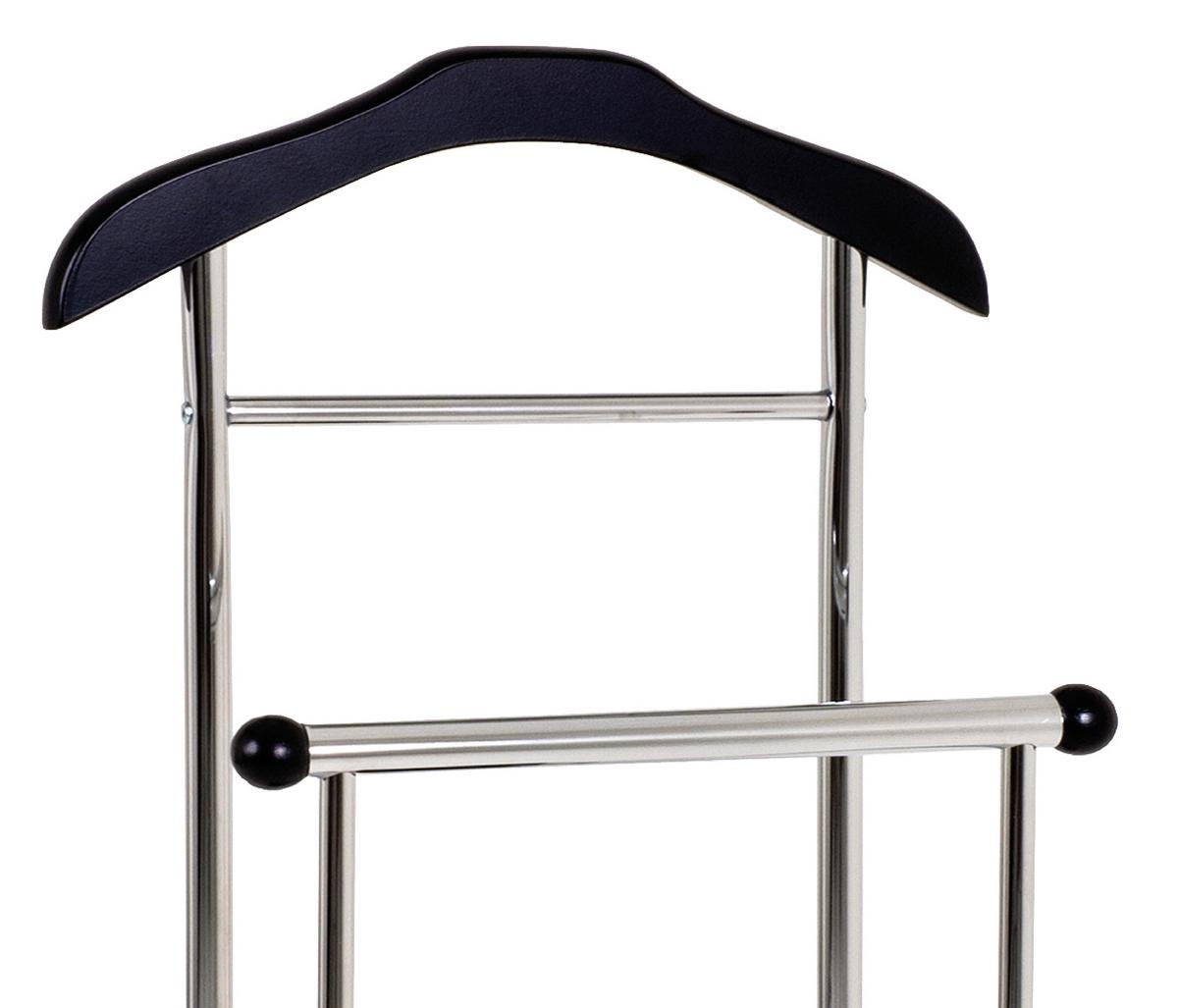 Herrendiener Gent B: 45 Cm Mit Hosenbügel Stahl/holz Schwarz - Chromfarben/Schwarz, Basics, Holzwerkstoff/Metall (45/110/30cm)