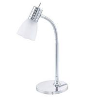 Tischleuchte 13577_prince 3 - Silberfarben/Weiß, KONVENTIONELL, Glas/Metall (15/30cm) - Eglo