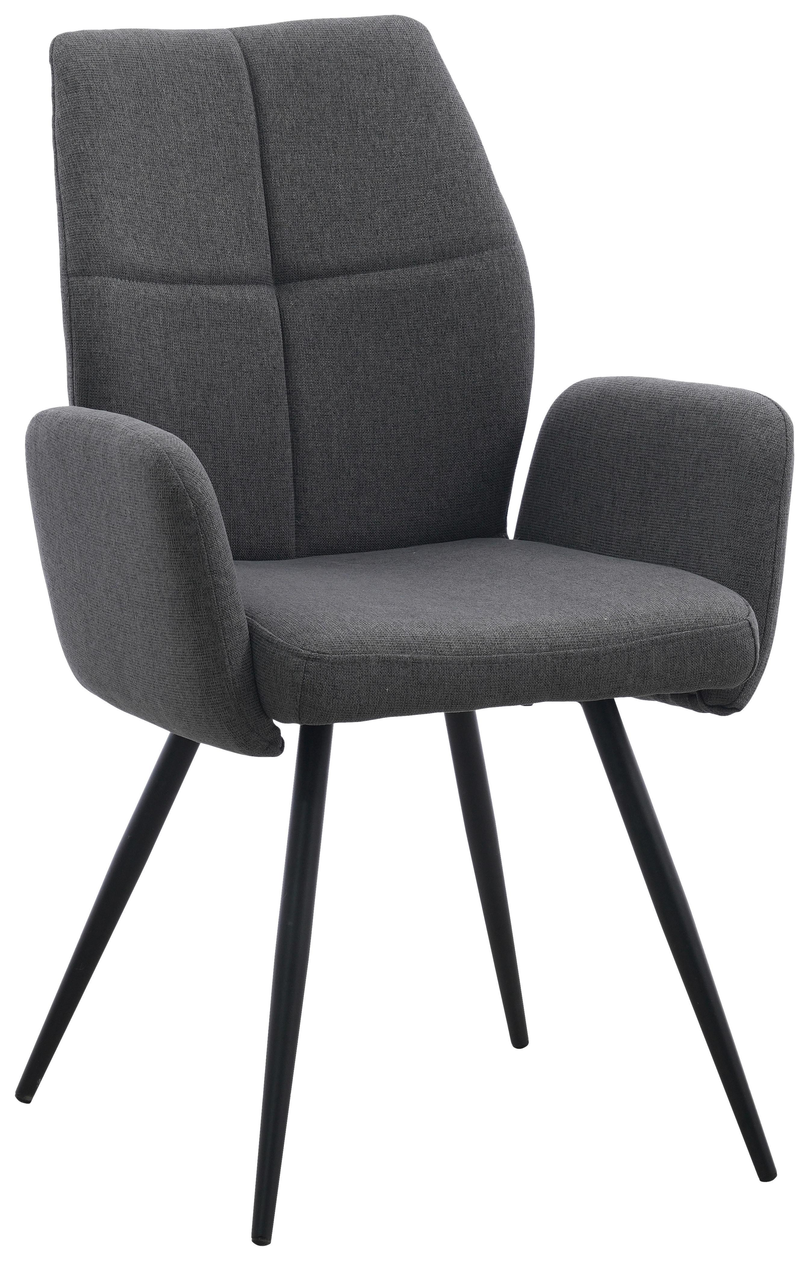 Armlehnstuhl Udo Grau/Schwarz B: 58 cm - Schwarz/Grau, MODERN, Textil/Metall (58/91/59cm) - Livetastic
