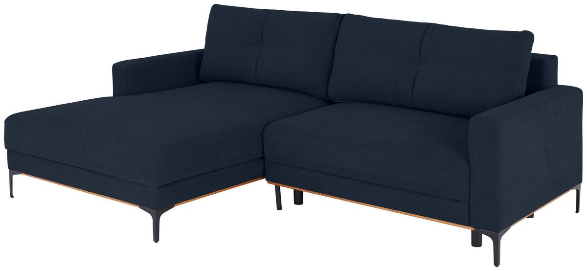 Ecksofa Bergamo - Royalblau/Schwarz, MODERN, Textil (162/238cm) - Ondega
