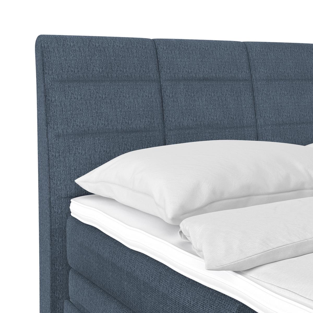 Boxspringbett Libra - Schwarz/Dunkelblau, KONVENTIONELL, Textil (180/200cm)