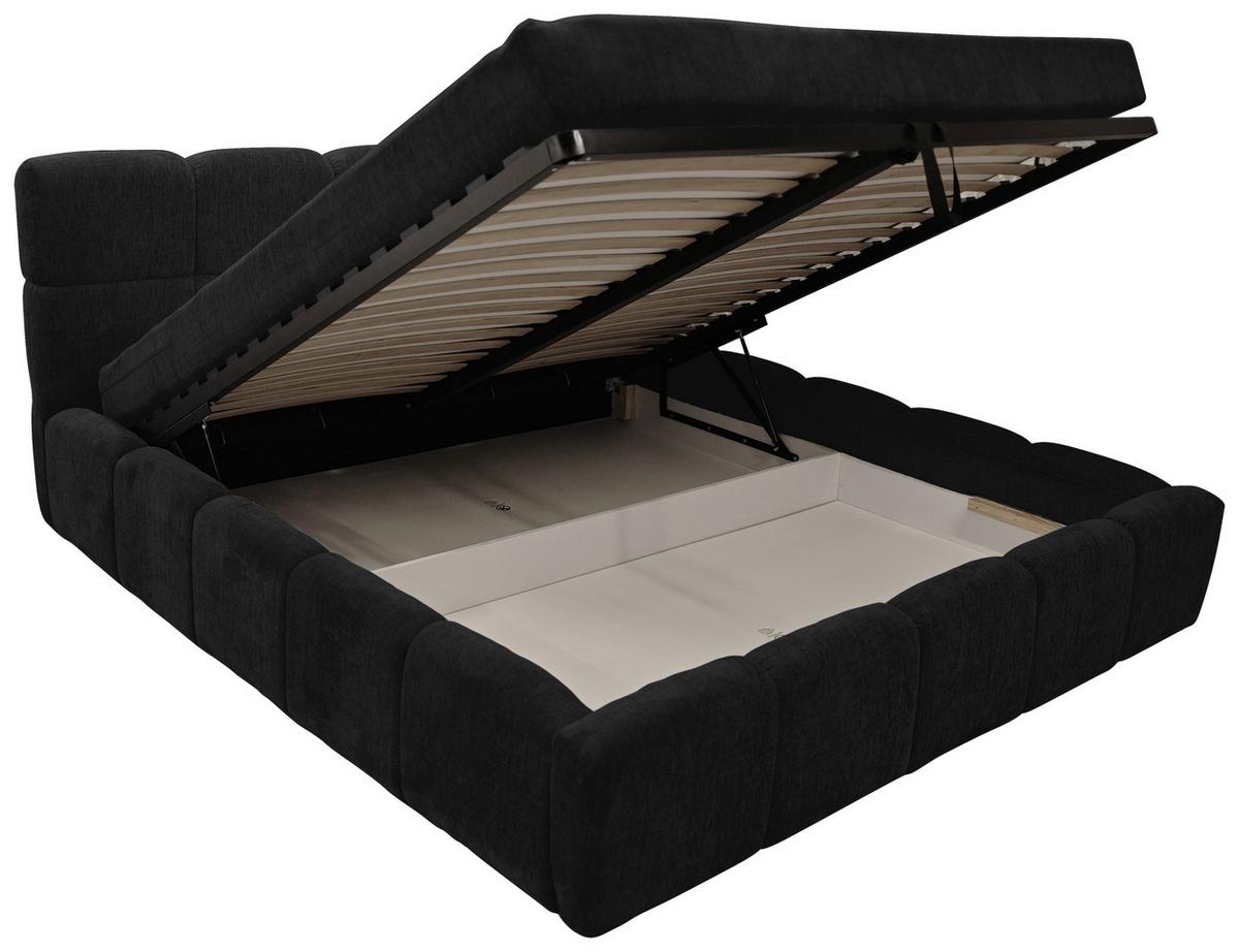 Polsterbett Noe Schwarz 160x200 Cm - Schwarz, Trend, Textil/Metall (160/200cm)