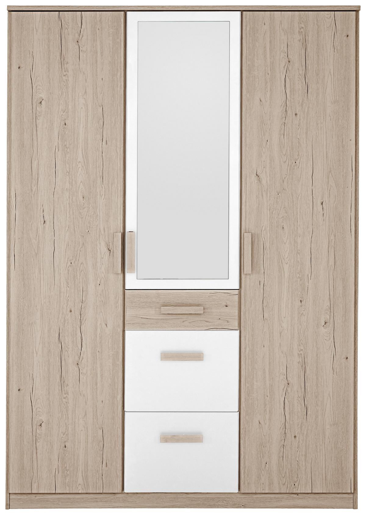 Šatníková skriňa CARIBA 135cm - biela/farba duba, Design, kompozitné drevo/plast (135/199/58cm) - MID.YOU