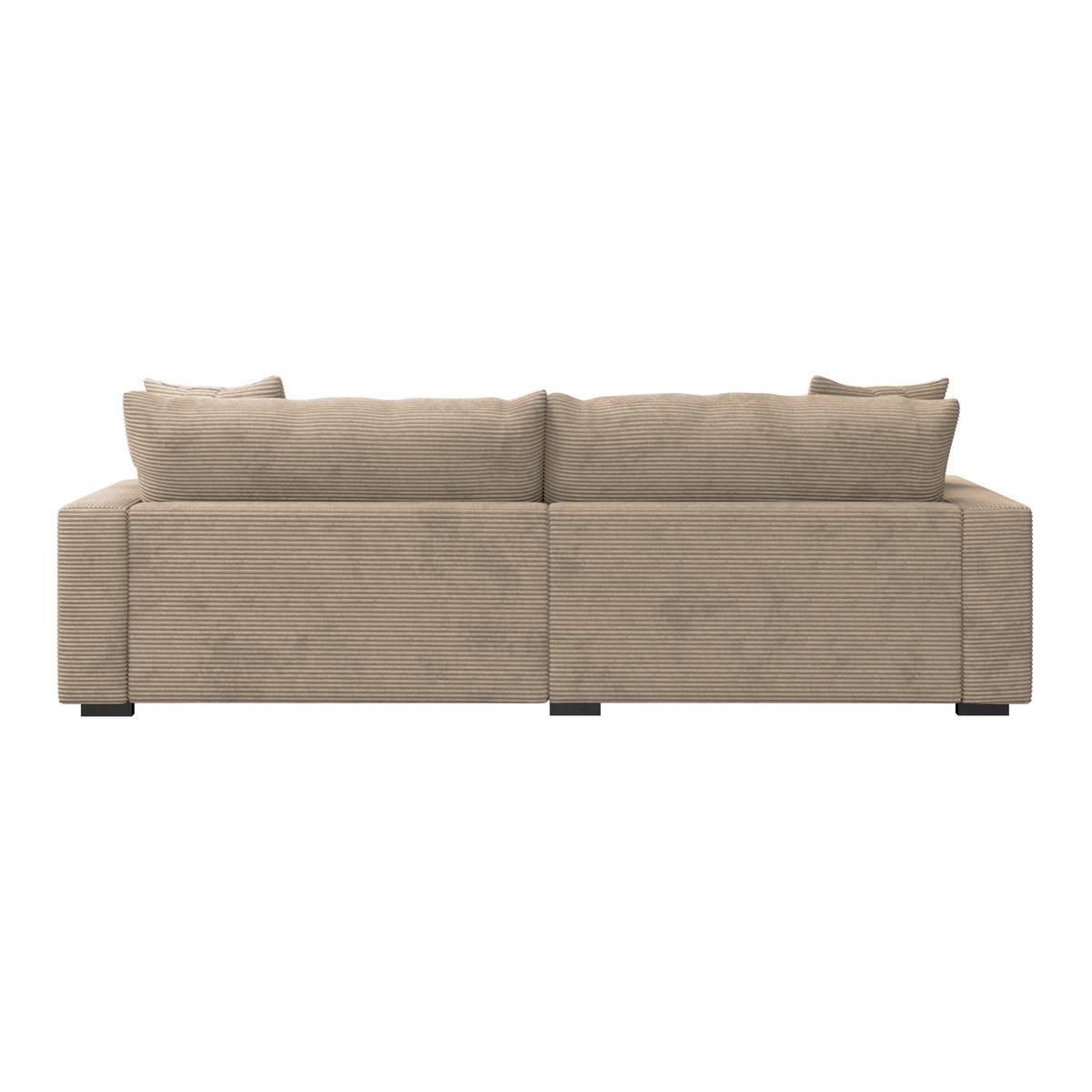 Ecksofa Pelle m. Kissen creme Cord 180x265cm - Creme/Schwarz, MODERN, Textil (180/265cm)