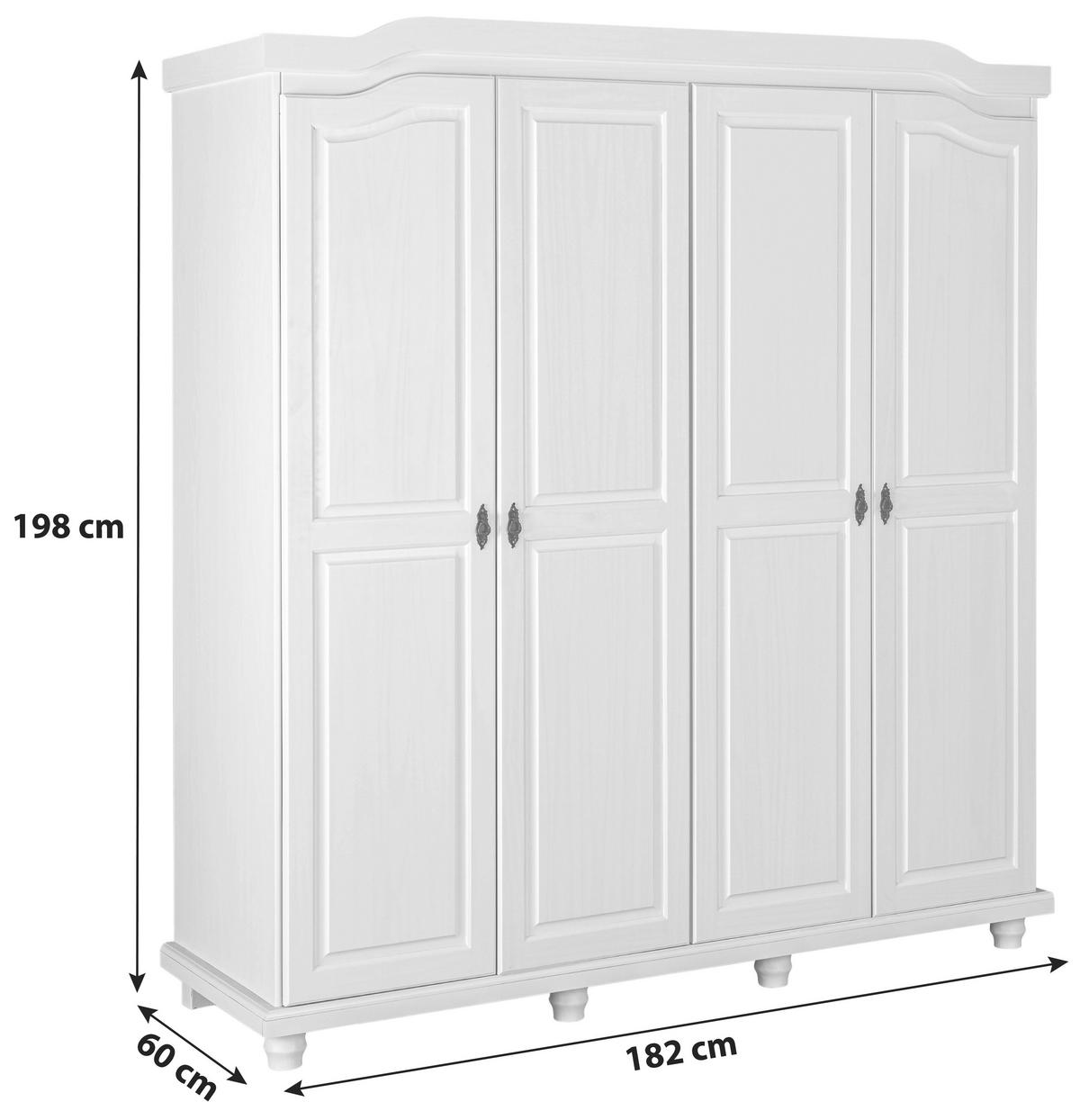 Drehtürenschrank Massiv B: 197 cm Isny, Weiß - Weiß, KONVENTIONELL, Holz (182/198/60cm) - MID.YOU
