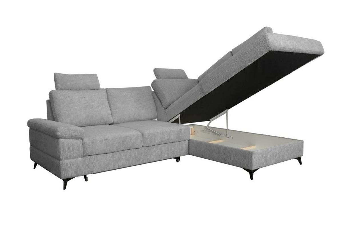 Rohová sedačka SARA L, pravá, sivočierna - čierna/sivá, Basics, kov/textil (250/189cm) - Ondega