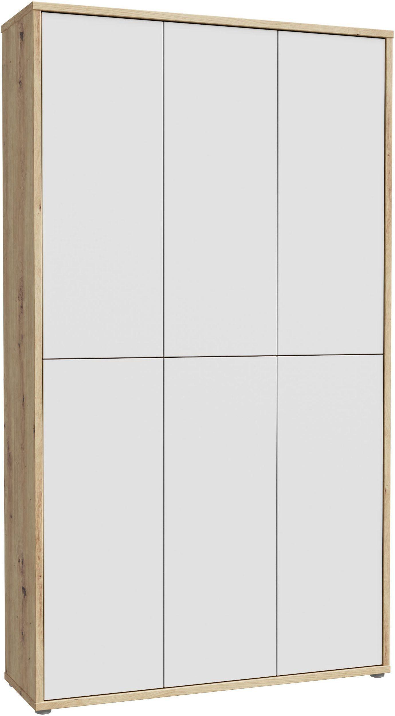 Skříň na boty, šedá/dub artisan, š: 109,2cm - šedá/světle šedá, Moderní, kompozitní dřevo/plast (109,2/191,9/34,9cm)