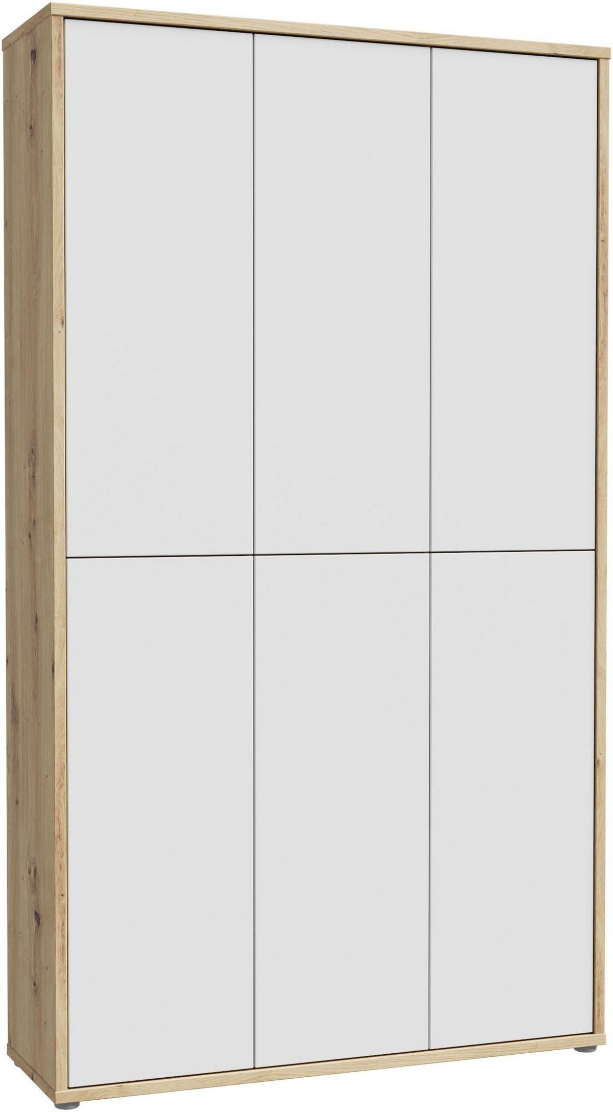 Skriňa na topánky, sivá/dub artisan, š: 109,2cm - sivá/svetlosivá, Modern, kompozitné drevo/plast (109,2/191,9/34,9cm)