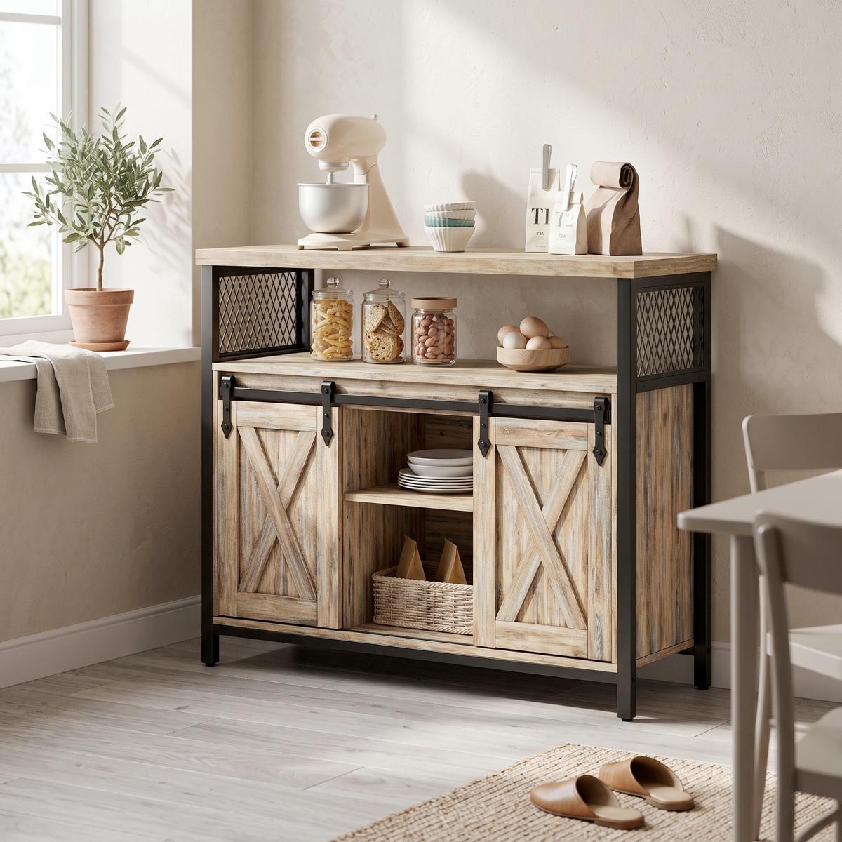 SIDEBOARD STORAGE CABINETS - Schwarz/Braun, MODERN, Holzwerkstoff/Metall (100/80/33cm) - MID.YOU