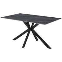 Esstisch Leon Keramik hellgrau, B: 160cm - Schwarz/Grau, Trend, Stein/Metall (160/90/75cm)