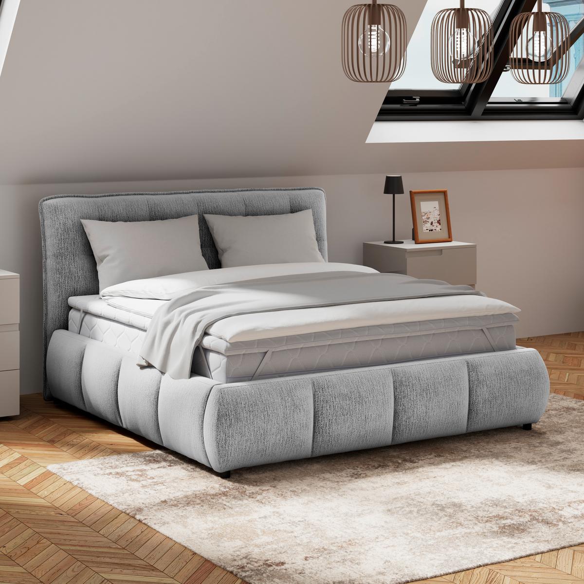 Polsterbett Limo Hellgrau 140x200 cm - Hellgrau/Schwarz, KONVENTIONELL, Holz/Holzwerkstoff (140/200cm) - James Wood