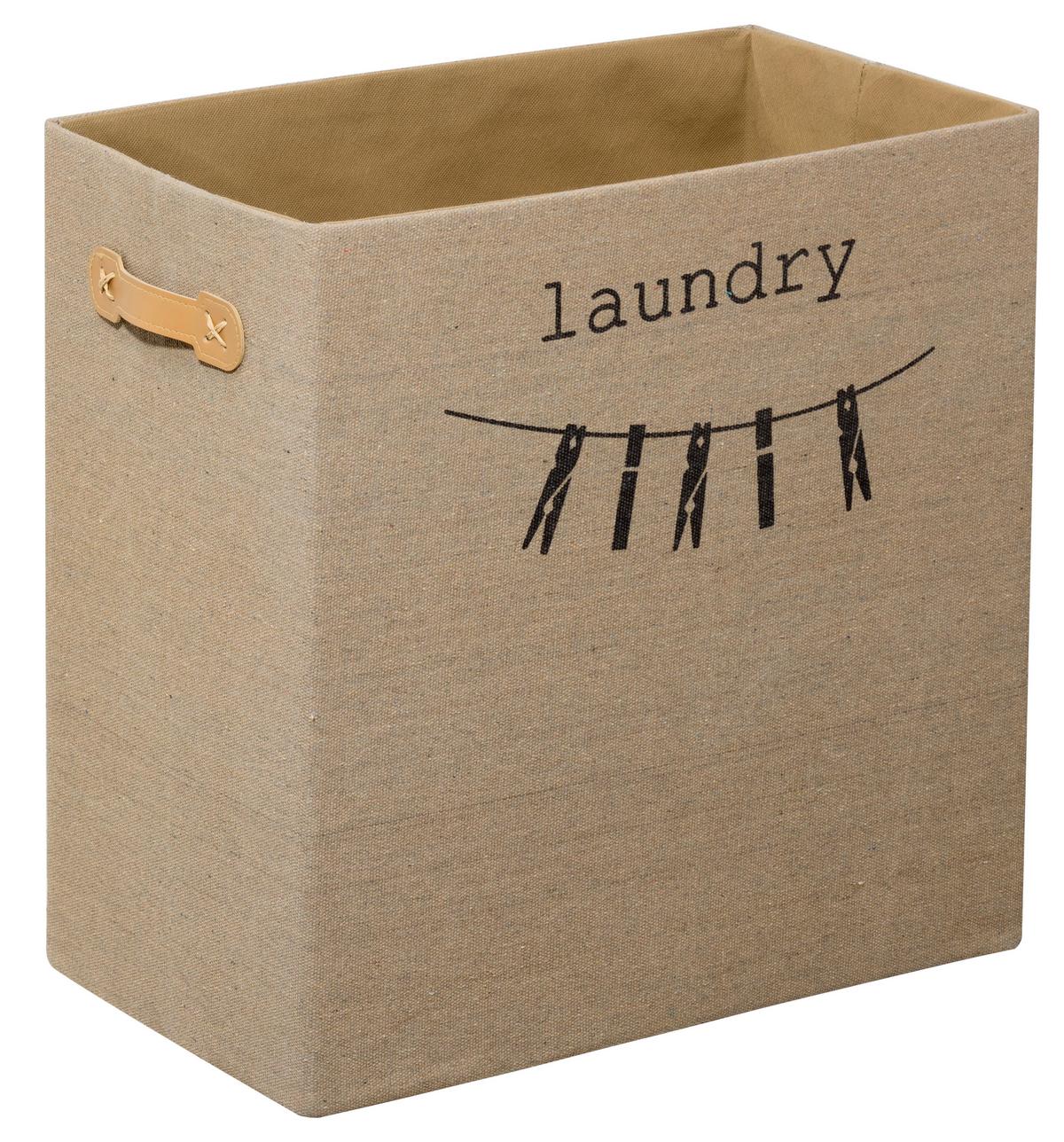 Wäschetonne mit Deckel Bath Beige, 45x45x25 cm - Beige, Basics, Textil (45/45/25cm) - MID.YOU