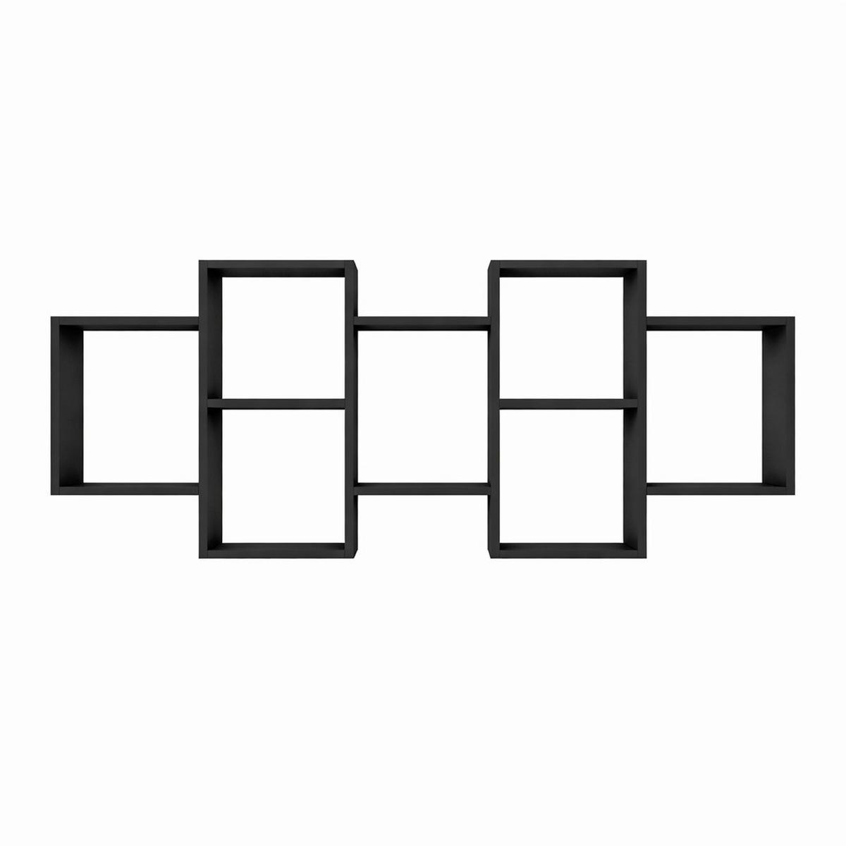 Wandregal Trio Schwarz B: 160,8cm - Schwarz, Basics, Holzwerkstoff (160,8/65/18cm)