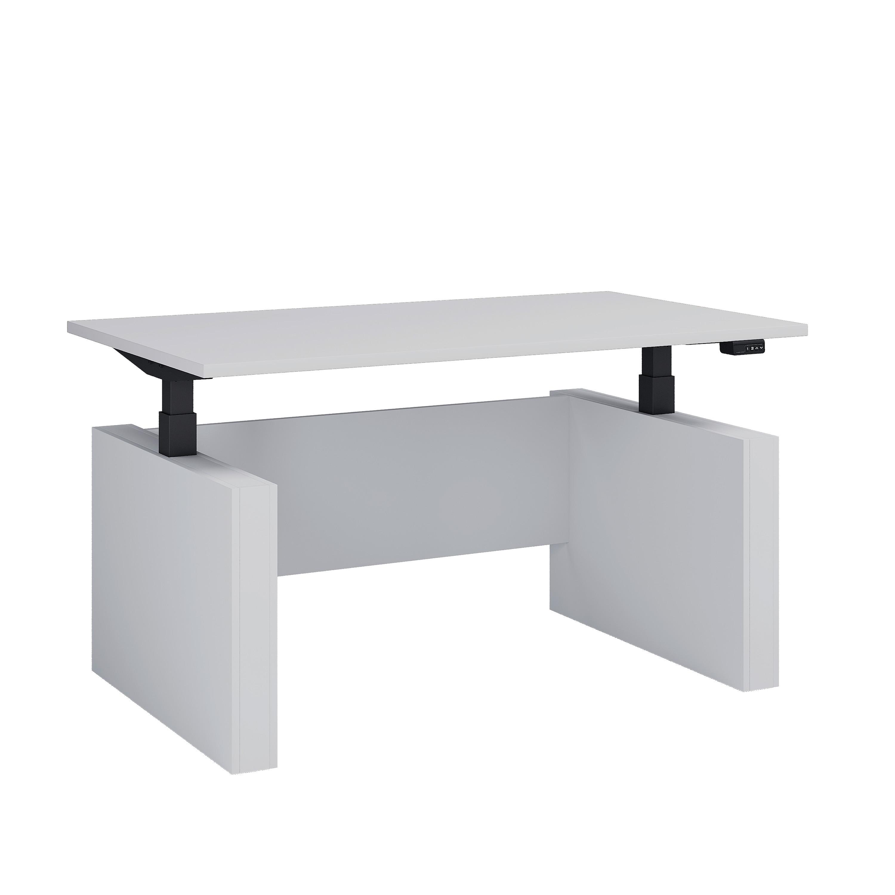 Schreibtisch E-Salia Weiß/Schwarz L: 138cm - Schwarz/Weiß, KONVENTIONELL, Holzwerkstoff/Metall (138/80/73-122cm) - MID.YOU
