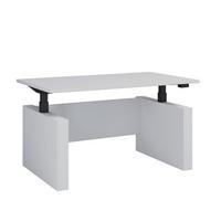 Schreibtisch E-Salia Weiß/Schwarz L: 138cm - Schwarz/Weiß, KONVENTIONELL, Holzwerkstoff/Metall (138/80/73-122cm) - MID.YOU