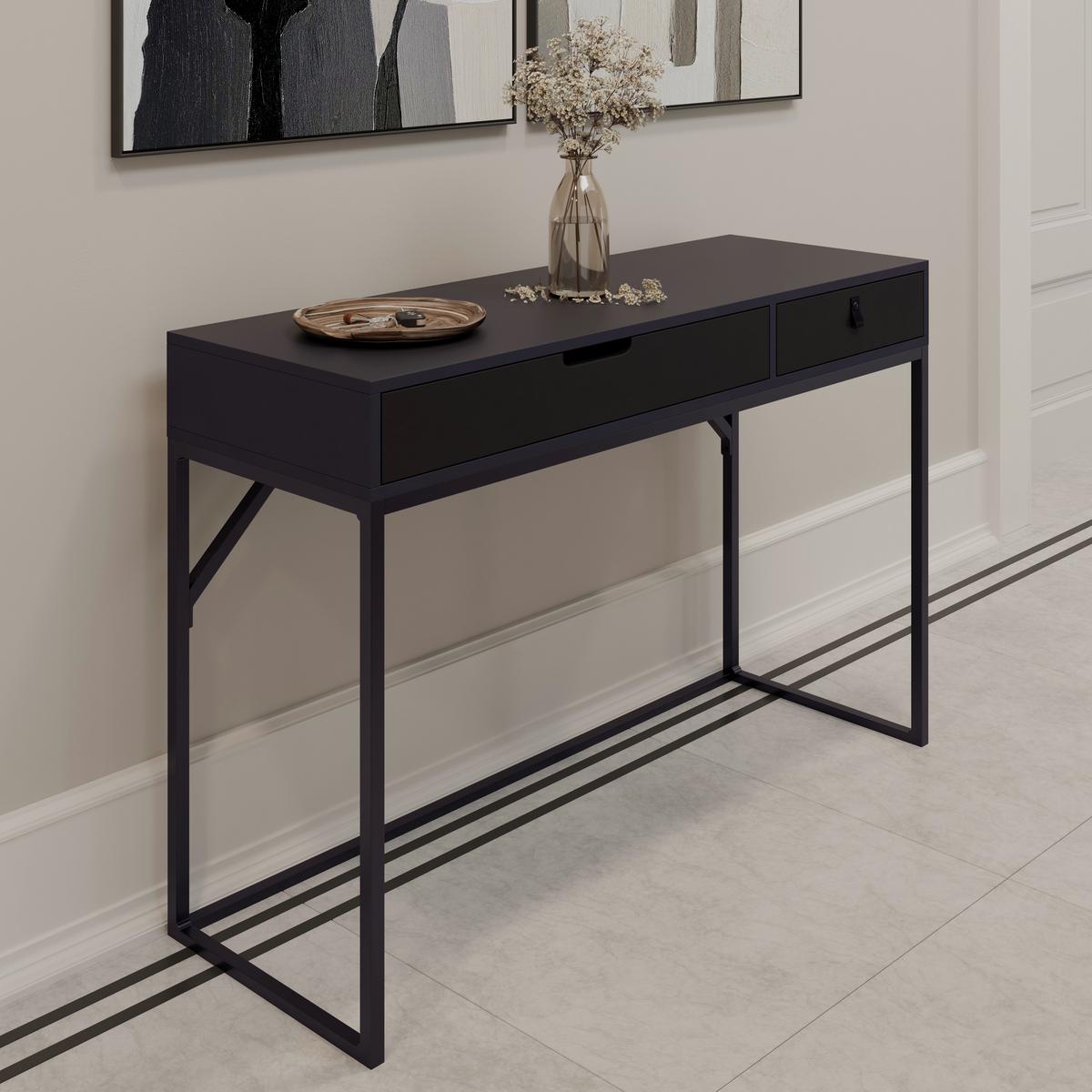KONZOLOVÝ STOLEK SOPHIA - černá, Moderní, kov/kompozitní dřevo (120/78/40cm) - Bessagi Home