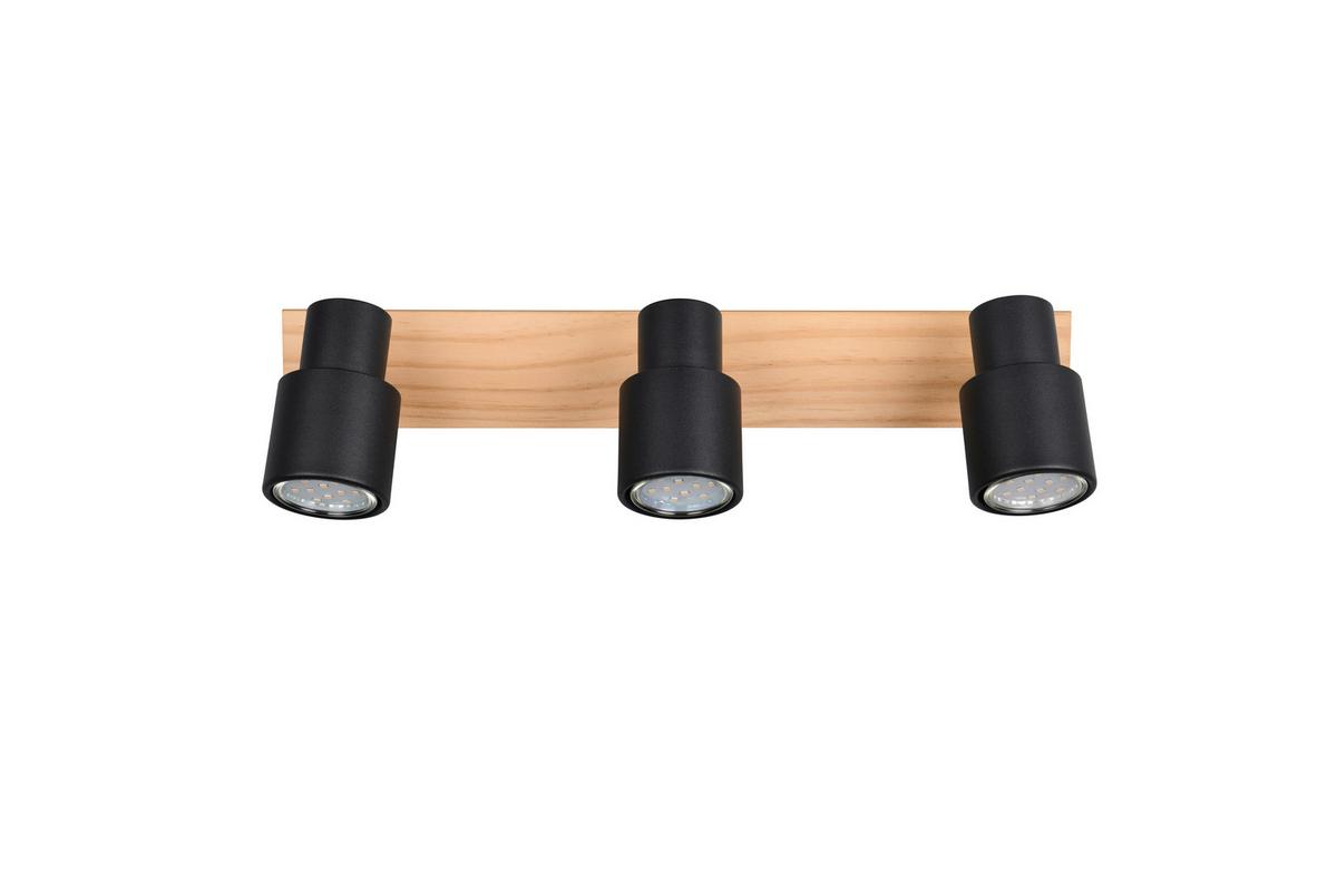 Deckenstrahler Pierre Schwarz Kieferfarben L: 46 Cm - Schwarz/Kieferfarben, Natur, Holz/Metall (46/15/6cm)