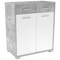 Kommode B 98 cm Q-Big New, Beton Optik/Weiß - Weiß/Grau, MODERN, Holz (98/105/44cm)