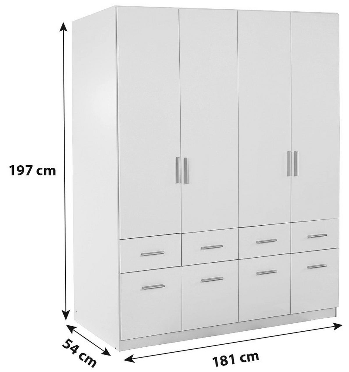 ŠATNÍ SKŘÍŇ CELLE - bílá/barvy hliníku, Moderní, dřevo/plast (181/197/54cm)