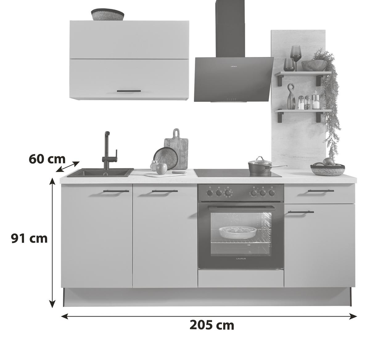 KÜCHENBLOCK PN105 / PN80 - Kaschmir/Currygelb, Basics, Holzwerkstoff (205cm) - Pino