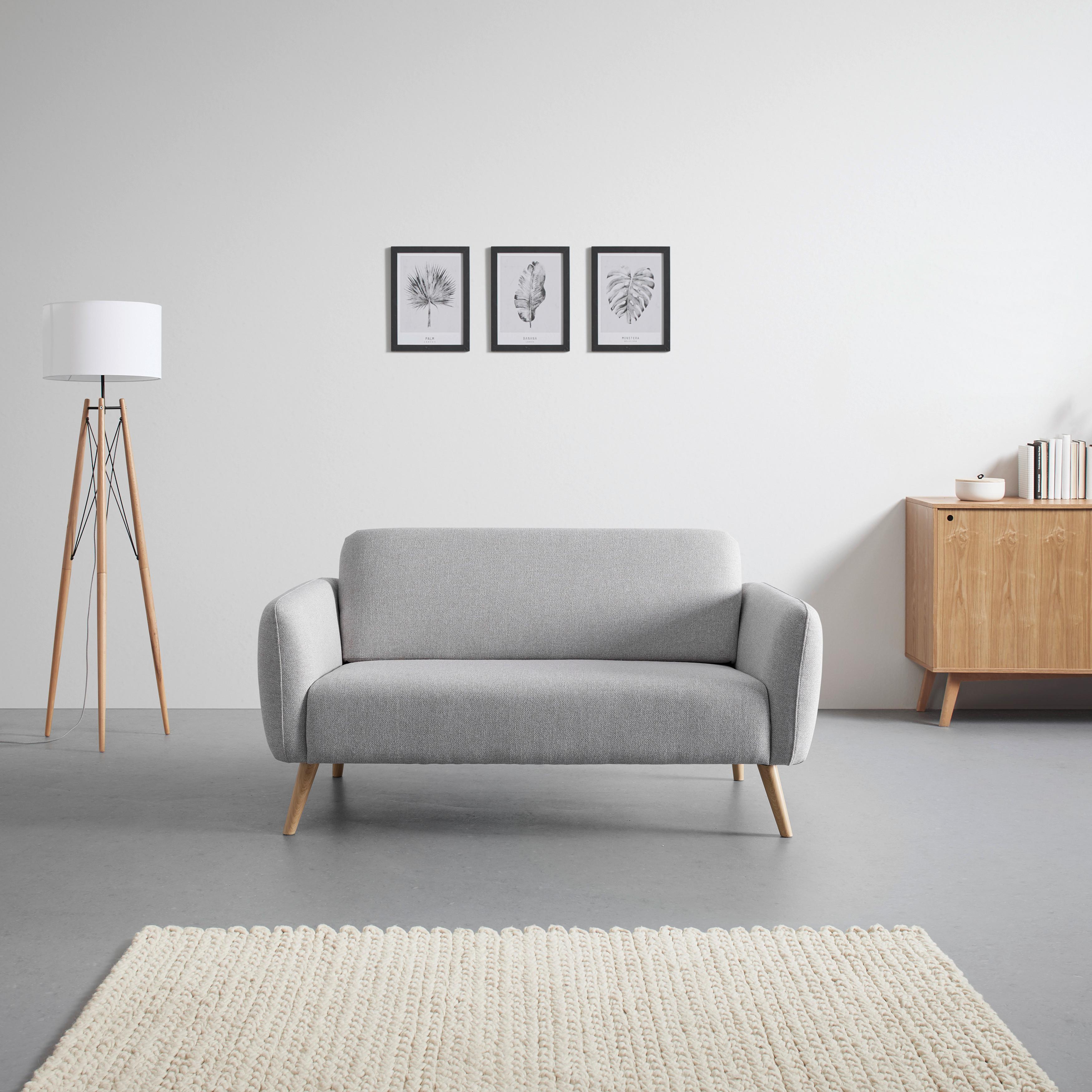 Pohovka Pia Světle Šedá - světle šedá/přírodní barvy, Moderní, dřevo/textil (146/76/75cm) - Bessagi Home