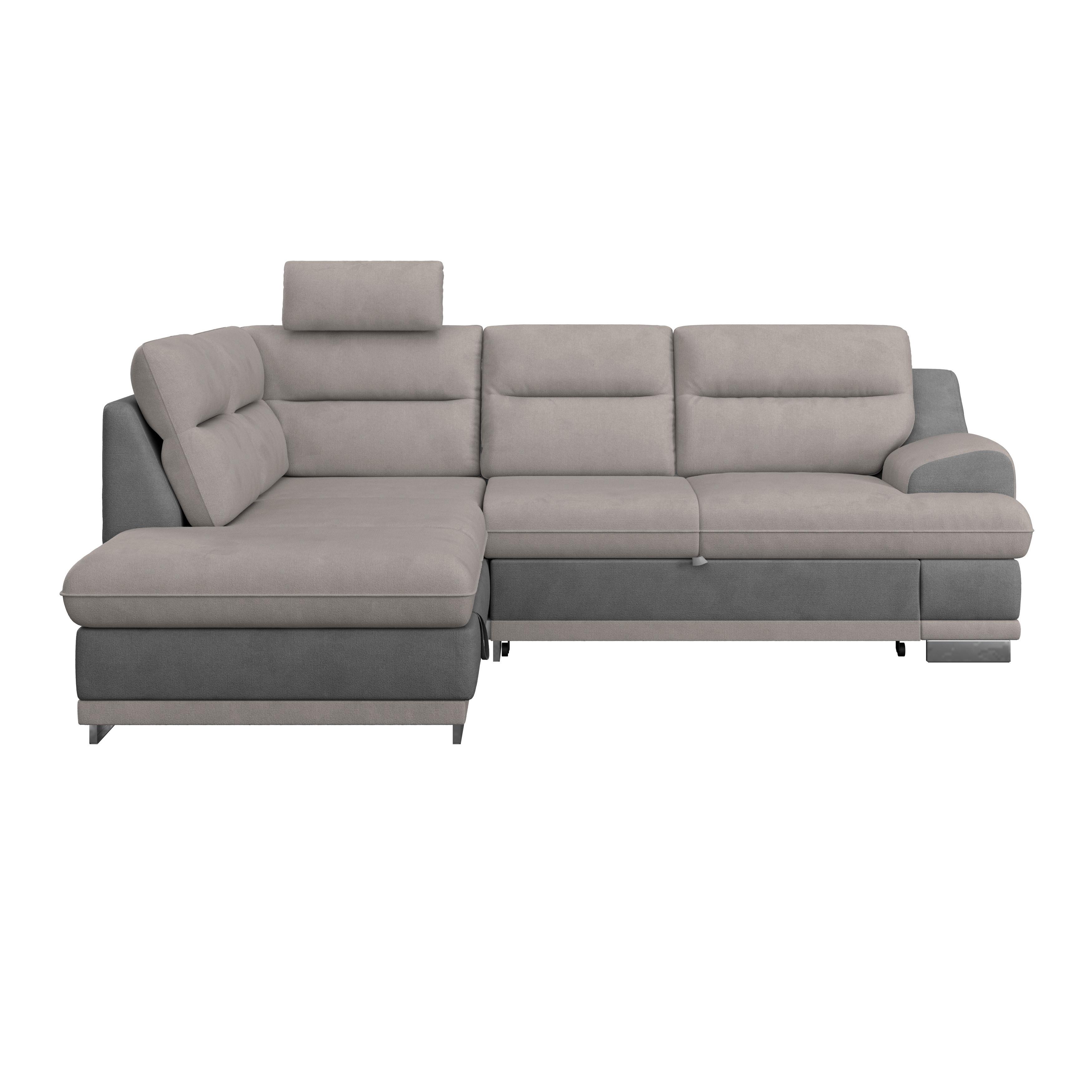 Súprava SEASIDE, ľavá, sivá / tmavosivá farba - sivá/svetlosivá, Konventionell, kov/textil (217/264cm) - Luca Bessoni