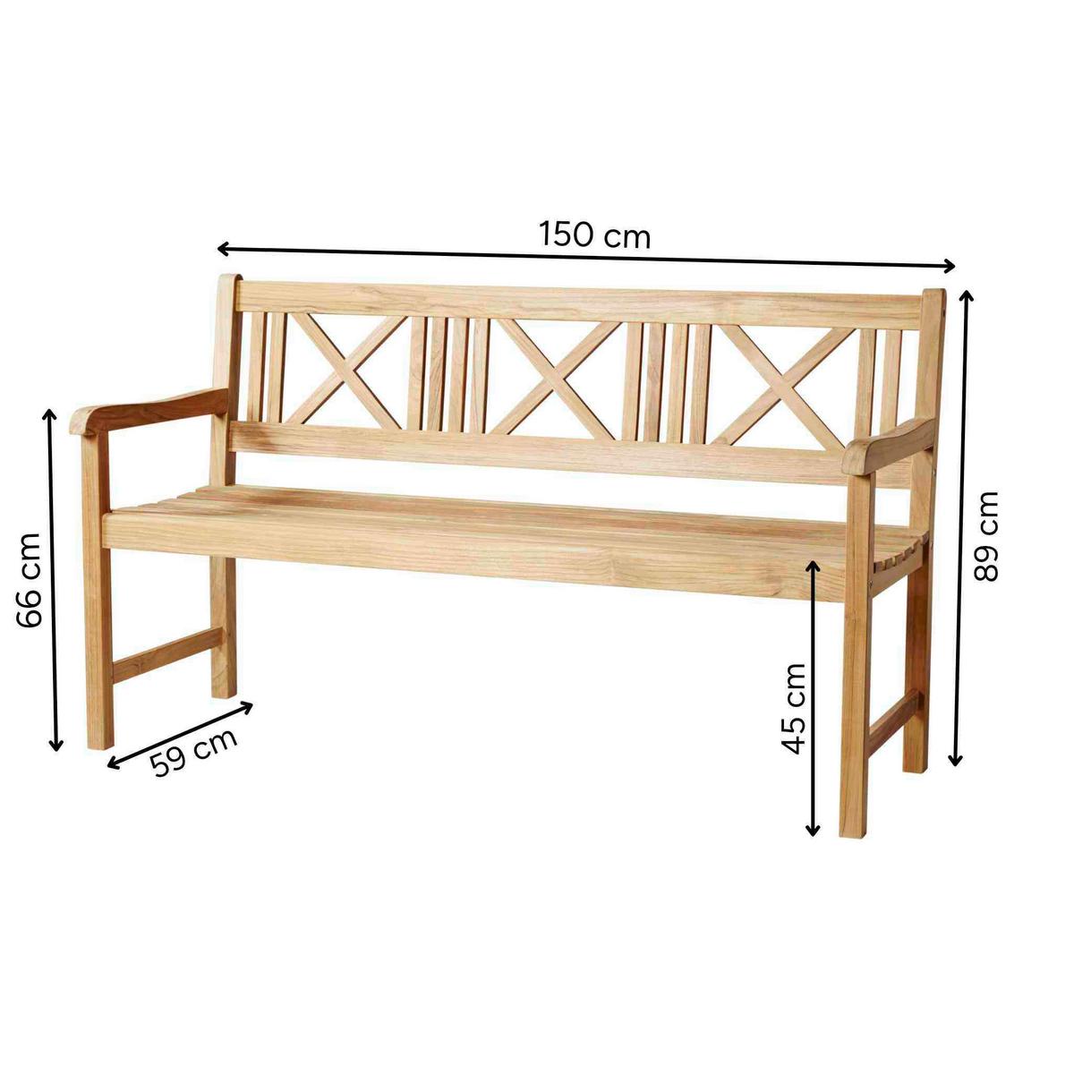 Gartenbank Holz Rosenborg 3-Sitzer - Naturfarben/Teakfarben, Natur, Holz (58/89/150cm) - Gardenson