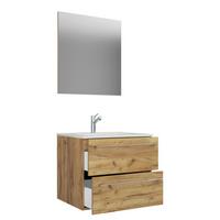 Badezimmer Badinos 3-Teilig Honigeiche B: 60 cm - Honigeiche/Weiß, MODERN, Keramik/Holzwerkstoff (60cm) - MID.YOU
