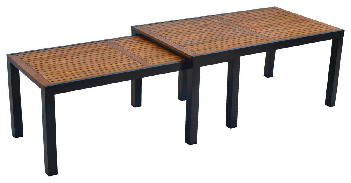 GARTENTISCH SANTORIN - Graphitfarben/Naturfarben, MODERN, Holz/Metall (180-300/100/80cm) - Gardenson