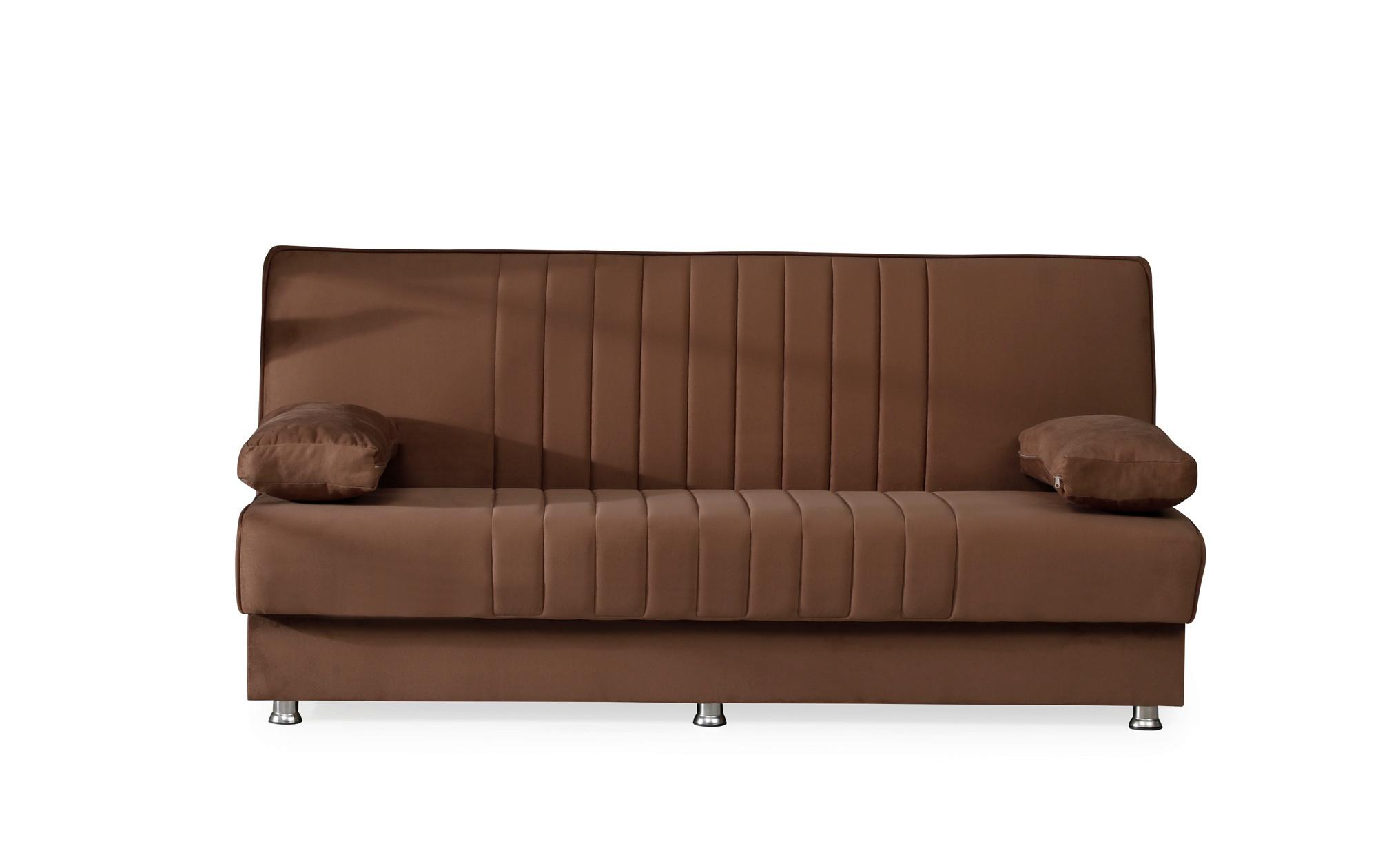 3-Sitzer-Sofa Eslano Mit Schlaffunktion Braun - Chromfarben/Braun, Design, Textil (190/87/87cm) - Livetastic