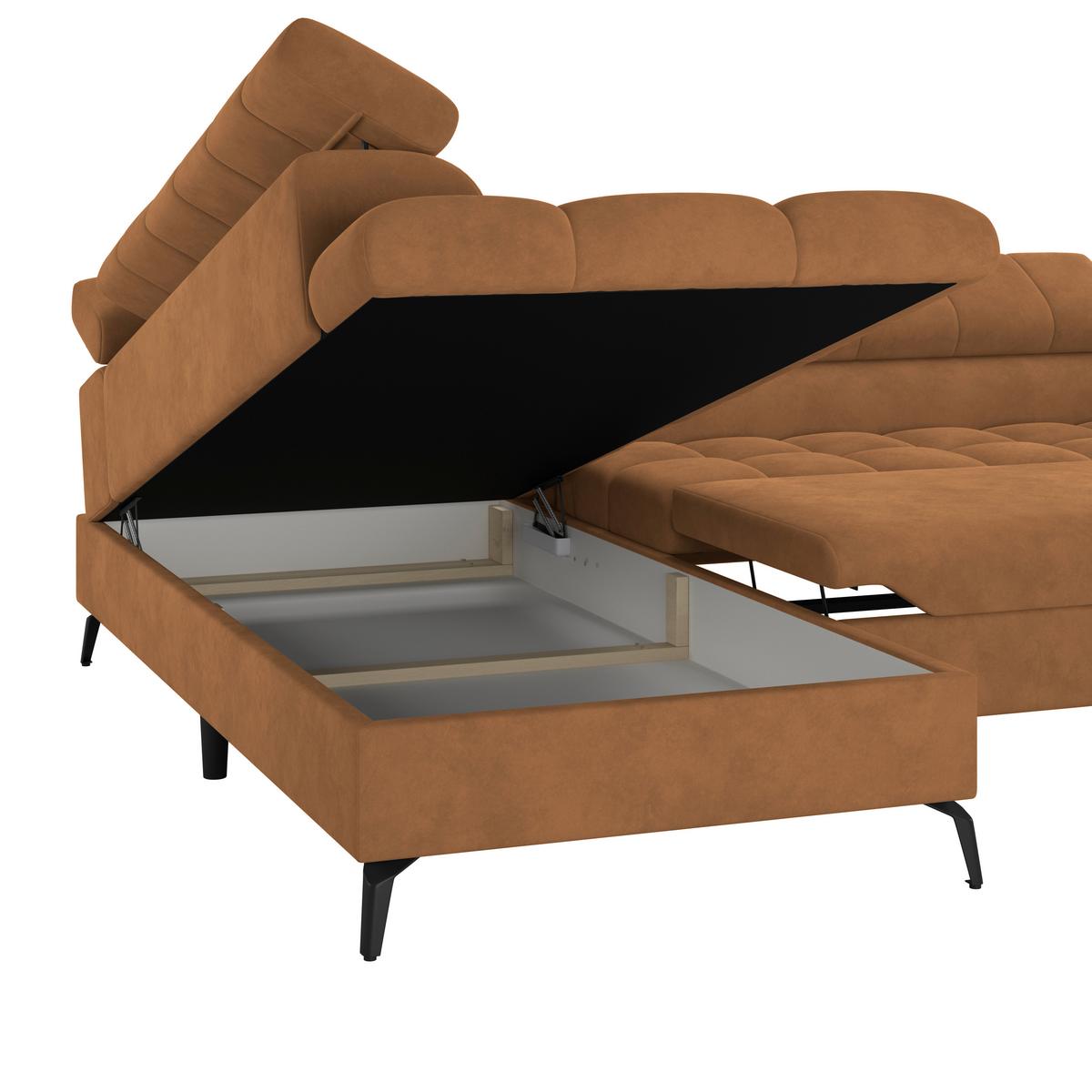Ecksofa Volf Links New Braun, S: 203x261 Cm - Schwarz/Braun, Trend, Kunststoff/Textil (203/261cm)