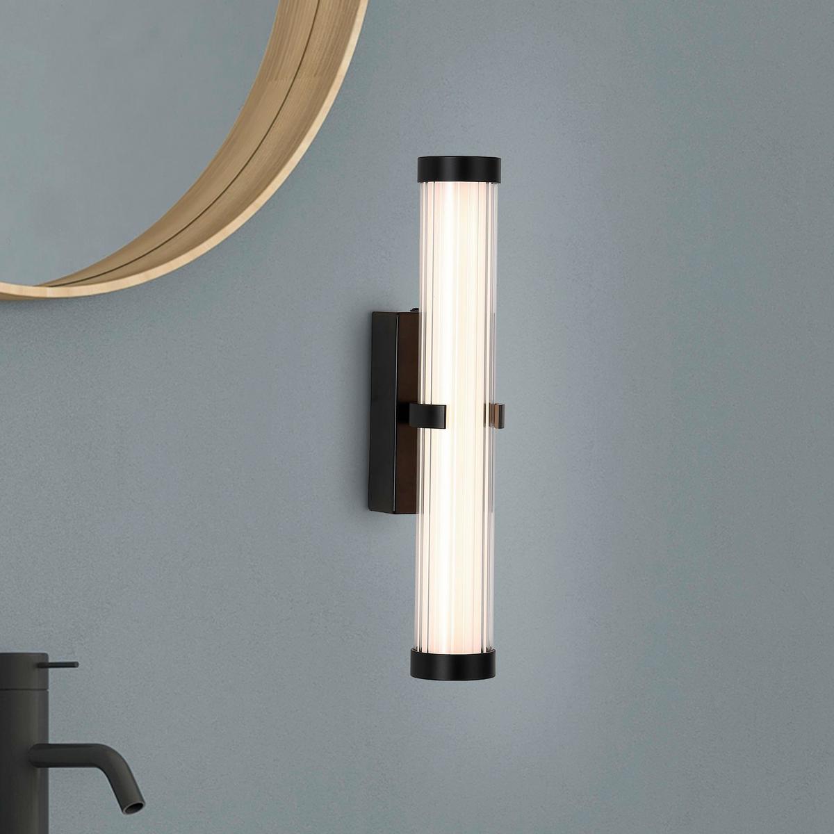 Led Falilámpa 63124-1bk Clamp - fekete, Design, üveg/fém (6/32,5cm) - Searchlight