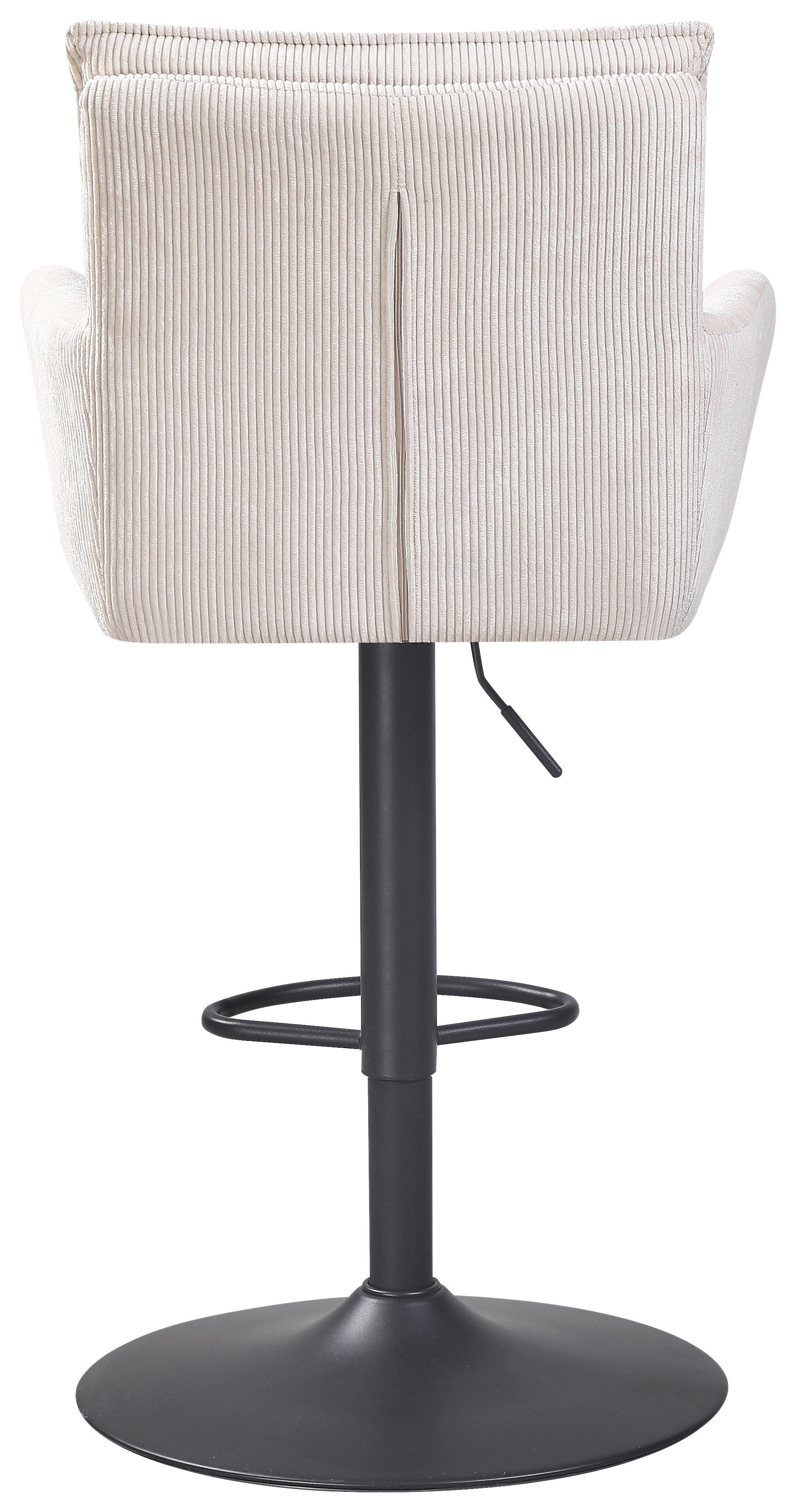 Barhocker Kai Beige höhenverstellbar mit Lehne - Beige/Schwarz, KONVENTIONELL, Textil/Metall (57/100-121/57cm) - MID.YOU