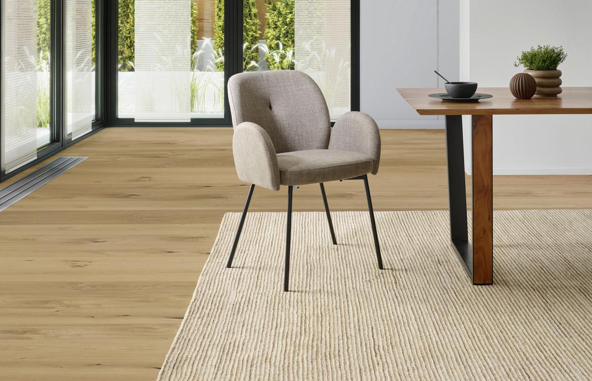 Armlehnstuhl Pauline Leinenoptik Brau, B: 62 cm - Schwarz/Braun, KONVENTIONELL, Holz/Textil (62/85/64cm) - MID.YOU