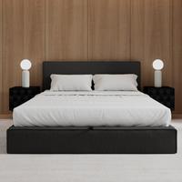 Čalouněná postel GINA 180x200 cm, tmavě šedá - černá/tmavě šedá, Moderní, kov/dřevo (180/200cm) - Bessagi Home