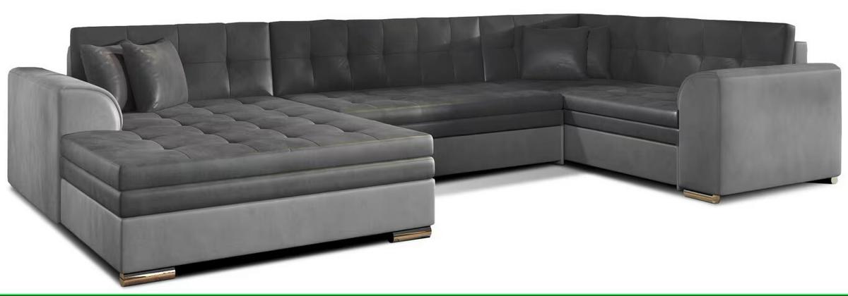 Wohnlandschaft Damario Grau, Hellgrau U:189x338x189cm - Chromfarben/Hellgrau, Design, Textil (189/338/189cm) - MID.YOU