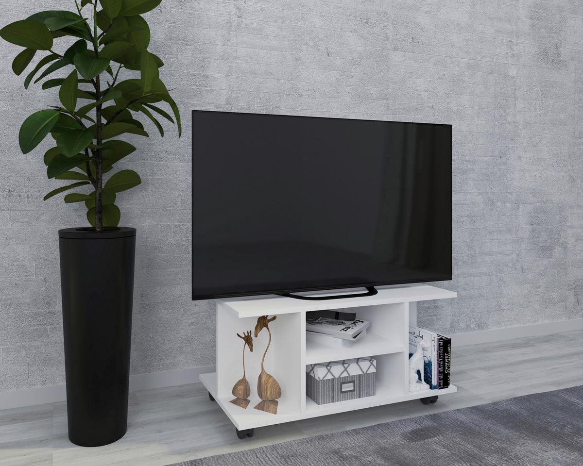 Stolík na TV, biely, š: 80 cm - biela, Modern, kompozitné drevo/plast (80/40/40cm) - MID.YOU