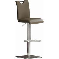 Barhocker höhenverstellbar Bardo Hellbraun/Edelstahlfarbe - Hellbraun/Edelstahlfarben, Design, Leder/Metall (42/90-115/50cm) - Livetastic