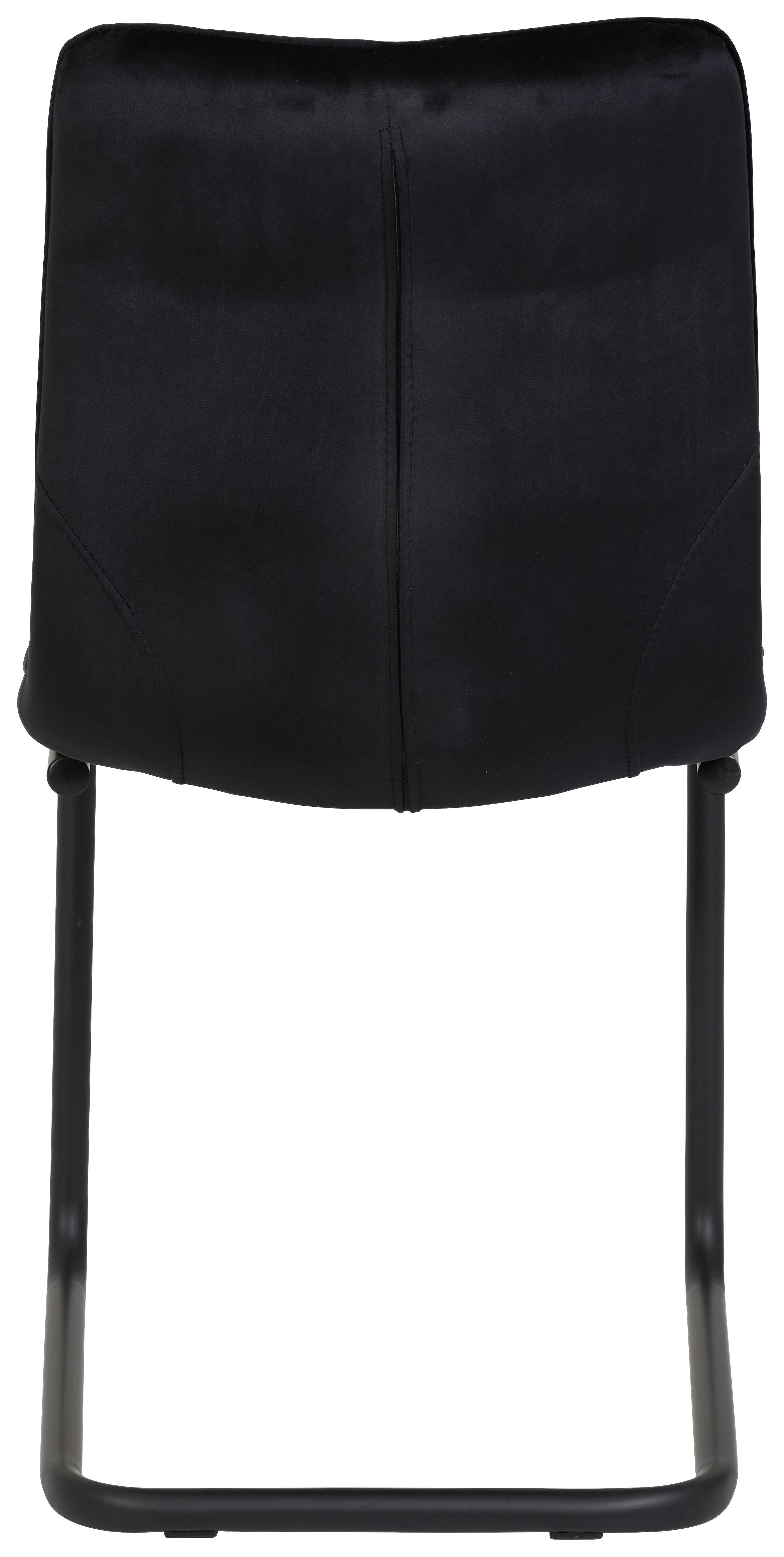 Schwingstuhl Jenny Samtbezug Schwarz Gepolstert - Schwarz, Basics, Textil/Metall (46/88/61,5cm) - MID.YOU