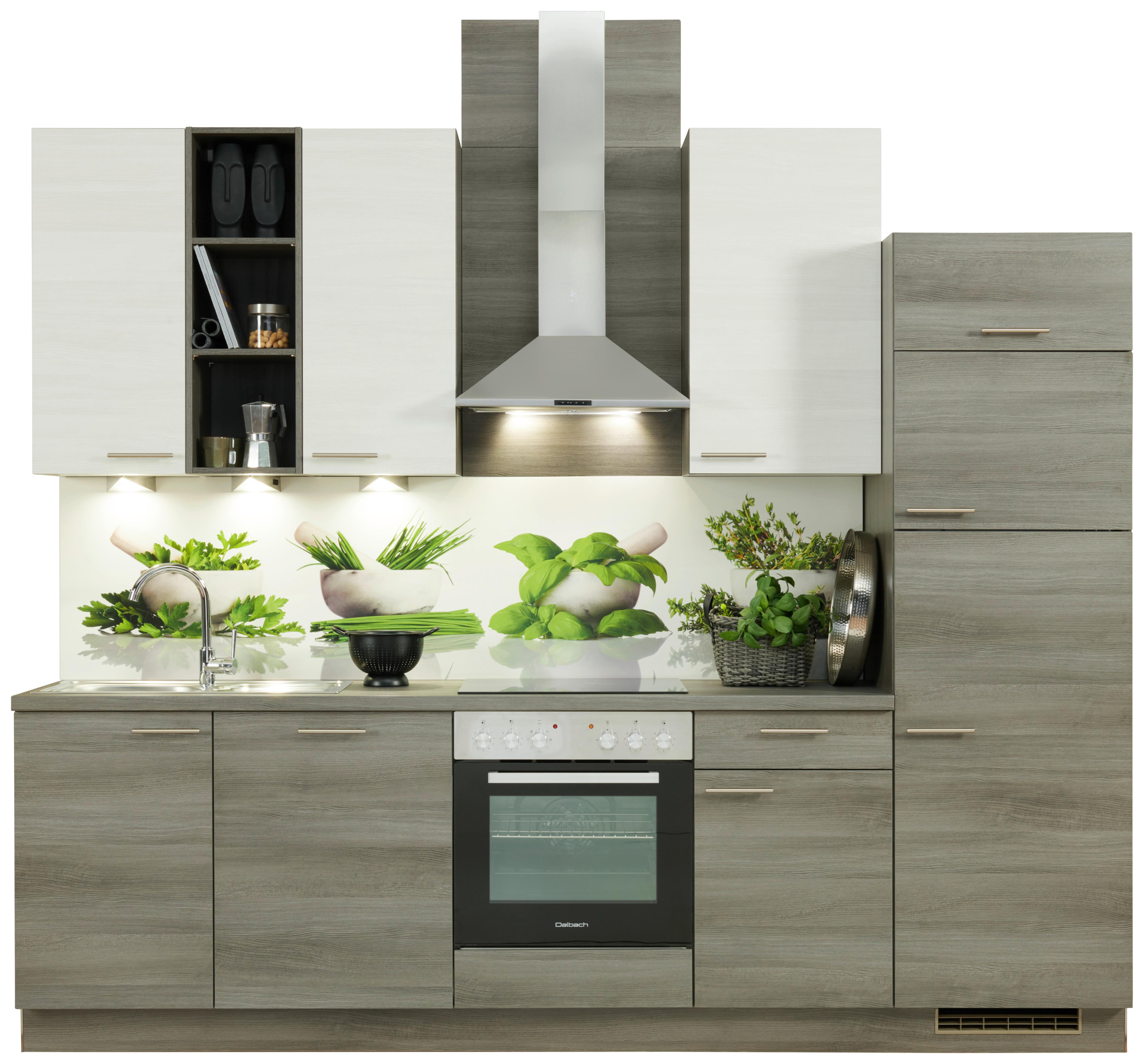 Küchenzeile Plan Mit Geräten B: 280 Cm Weiß/eiche Dekor - Trend, Holzwerkstoff (280cm) - Express
